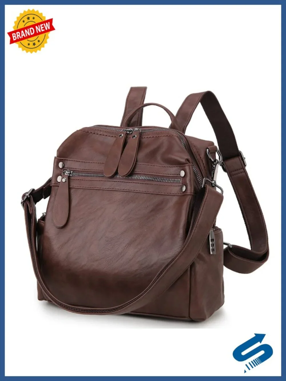 Small Faux Leather Backpack Purse for Women, Convertible Shoulder Bag, Fits